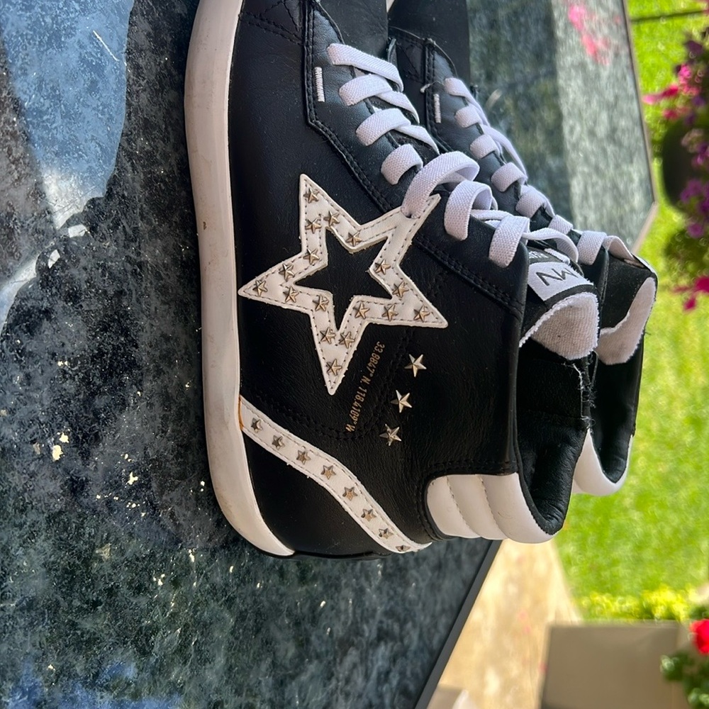 Mark Nason Black and White High-Top Sneakers